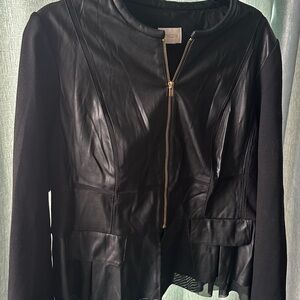Chico’s faux leather black jacket size 2- 12/14
